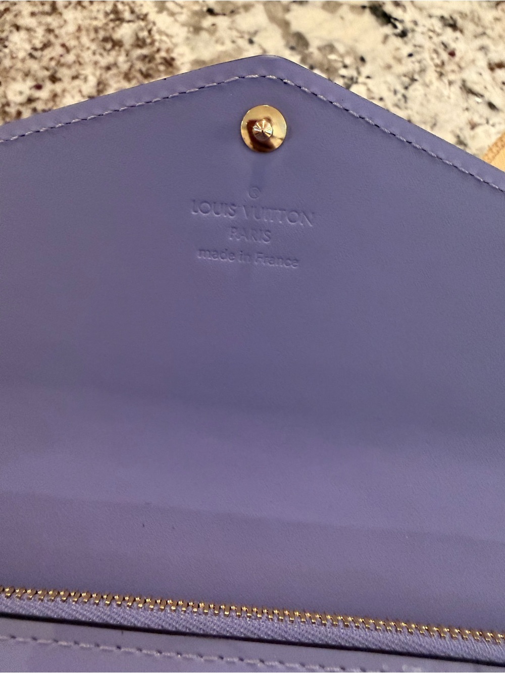 NWT Louis Vuitton Vernis Lilac Patent Leather Envelope Wallet with Monogram - Picture 5 of 7
